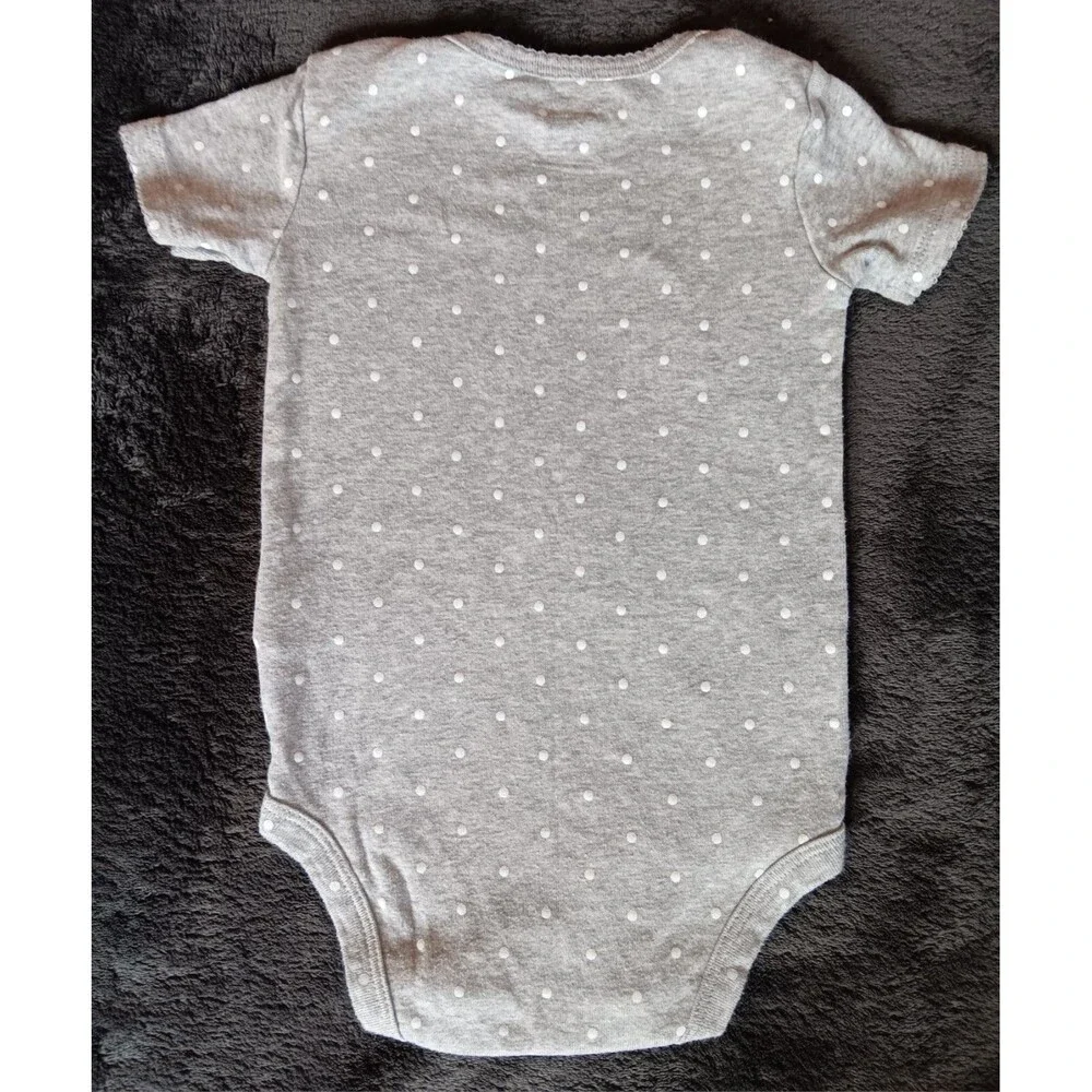 shirt 12 month Carter's baby girl Gray Short sleeve with Polka Dot Snap Closure